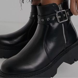 ASOS Glamorous chunky ankle boot in black.